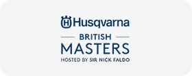 Husqvarna British Masters golf tournament logo hosted by Sir Nick Faldo