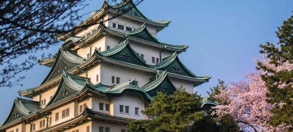 Nagoya Castle in Japan surrounded by trees