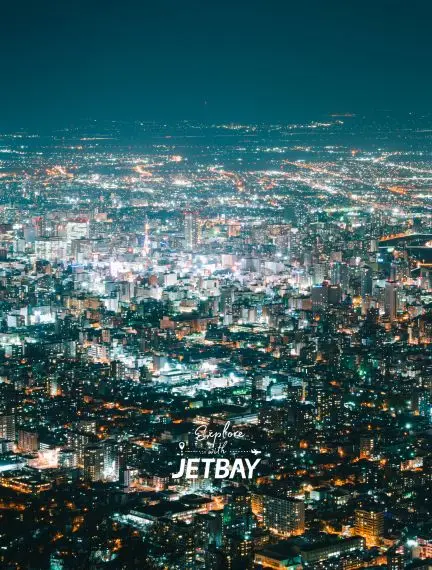 Night view of Sapporo city from Mount Moiwa in Japan at night