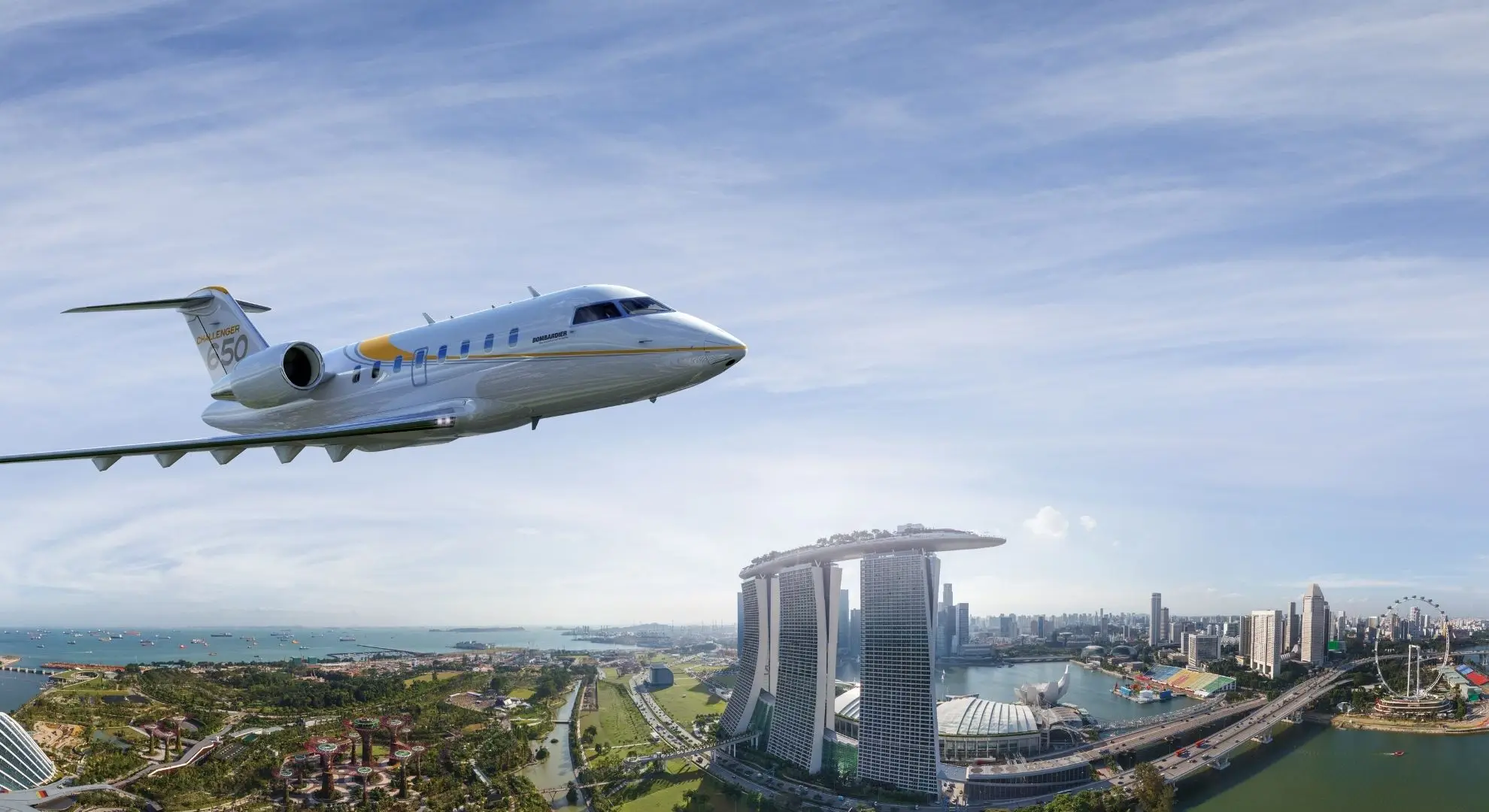 private jet arriving in singapore for business aviation travel
